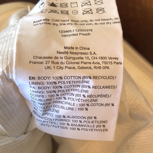 Nespresso Zippered Upcycled Pouch Bag NWOT - Picture 5 of 8